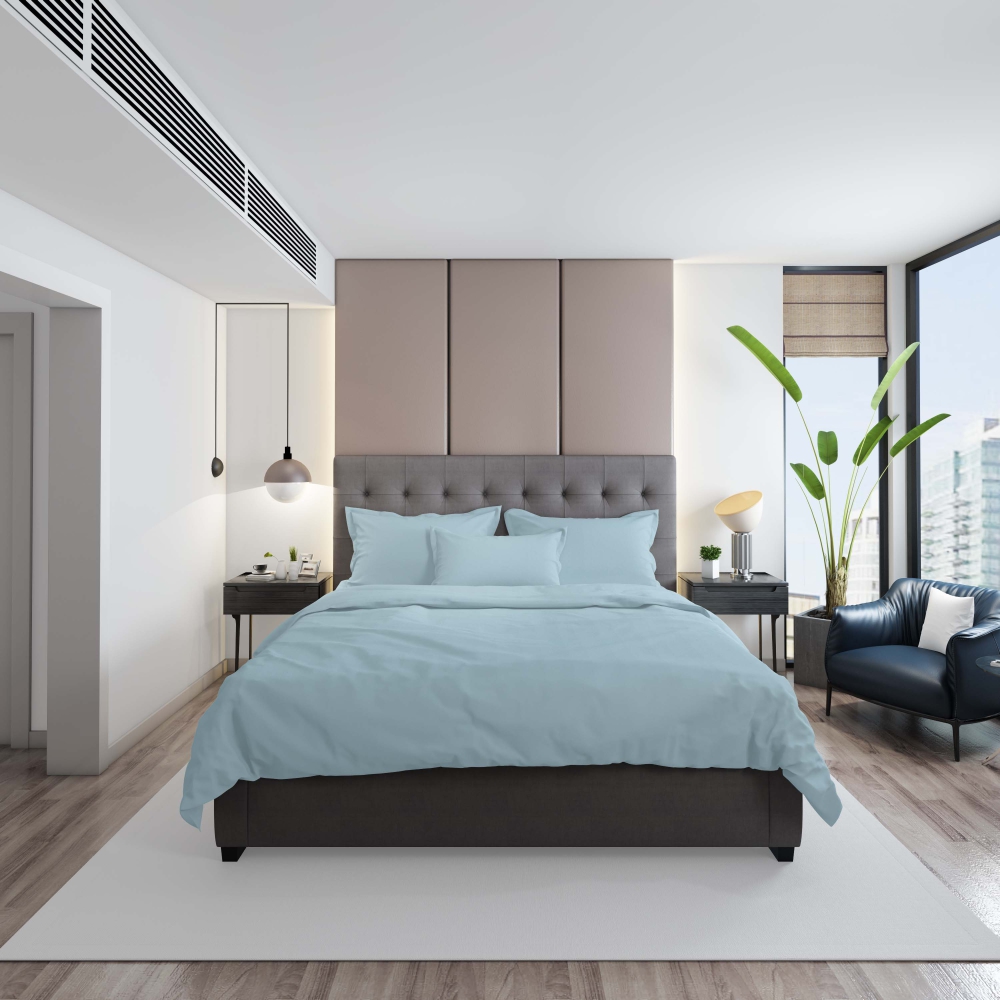 Premium Sateen Bedding Set „Ice blue“. Blue bedding sets, 200x200 cm, 200x220 cm