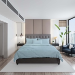 Premium Sateen Bedding Set „Ice blue“. Blue bedding sets, 200x200 cm, 200x220 cm