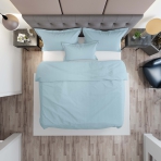 Premium Sateen Bedding Set „Ice blue“. Blue bedding sets, 200x200 cm, 200x220 cm