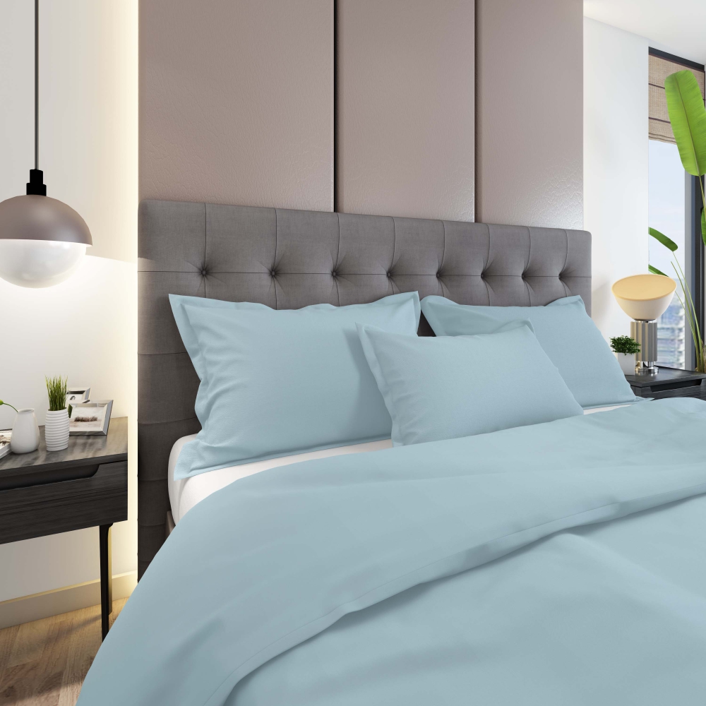 Premium Sateen Bedding Set „Ice blue“. Blue bedding sets, 200x200 cm, 200x220 cm