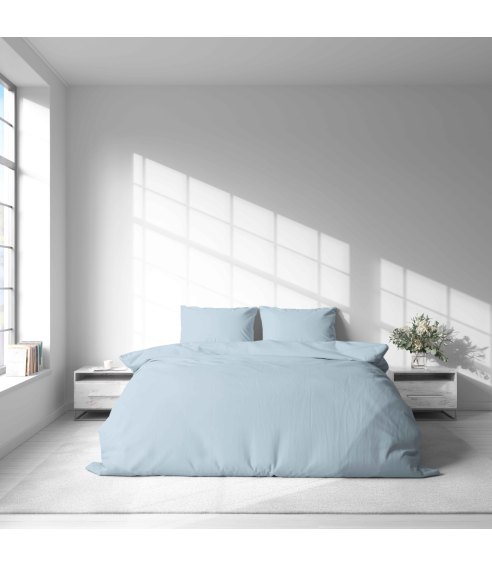Premium Sateen Bedding Set „Light blue glow“. Satin bedding sets