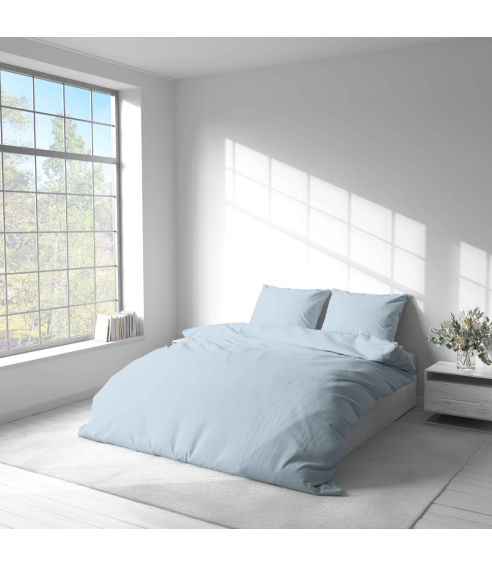 Premium Sateen Bedding Set „Light blue glow“. Satin bedding sets