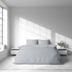 Premium Sateen Bedding Set „Light Gray Stripe Satin“. Bedding sets 135x200, 140x200 cm, 200x200 cm. Modern cotton bedding set with light gray stripes.