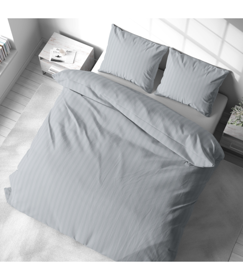 Premium Sateen Bedding Set „Light Gray Stripe Satin“. Satin bedding sets