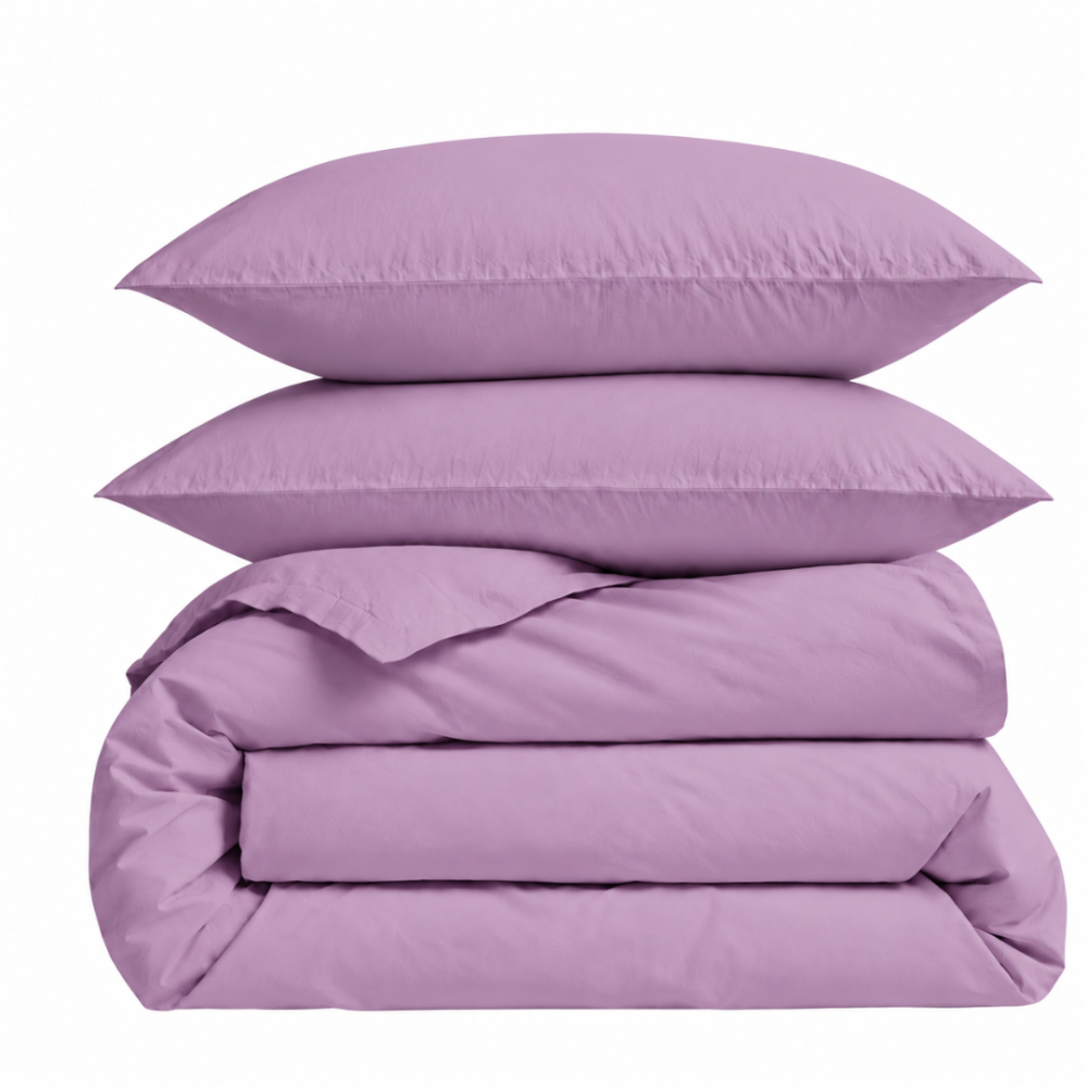 Premium Sateen Bedding Set „Lilac Sateen“. Bedding sets 135x200, 140x200 cm, 200x200 cm, 200x220 cm. Light purple solid-colour bedding set with two pillowcases. Premium Sateen Bedding Set „Lilac Sateen“. Bedding sets 135x200, 140x200 cm, 200x200 cm, 200x220 cm. Light purple solid-colour bedding set with two pillowcases.