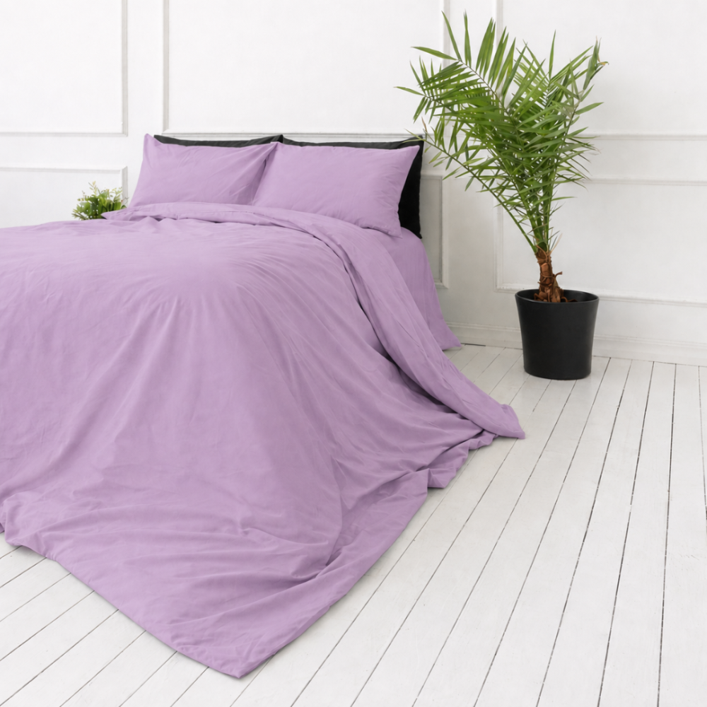 Premium Sateen Bedding Set „Lilac Sateen“. Bedding sets 135x200, 140x200 cm, 200x200 cm, 200x220 cm. Soft purple bedding with a smooth surface and a subtle matte shade. Premium Sateen Bedding Set „Lilac Sateen“. Bedding sets 135x200, 140x200 cm, 200x200 cm, 200x220 cm. Soft purple bedding with a smooth surface and a subtle matte shade.