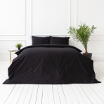 Premium Sateen Bedding Set „Midnight“. Bedding sets 135x200, 140x200 cm, 200x200 cm, 200x220 cm. Elegant black satin bedding for the bedroom.