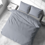Premium Sateen Bedding Set „Moon Grey Satin“. Bedding sets 150x200, 140x200 cm, 150x200 cm, 160x200 cm, 180x200 cm, 200x200 cm, 200x220 cm, 220x240 cm. Solid grey bedding set for a calm bedroom style.