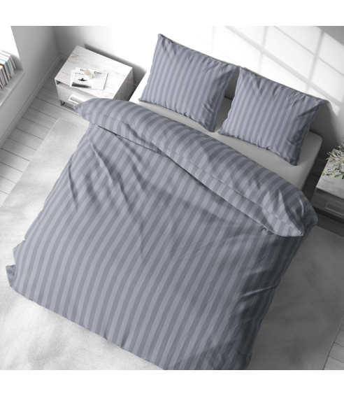Premium Sateen Bedding Set „Moon Grey Stripe Satin“. Satin bedding sets
