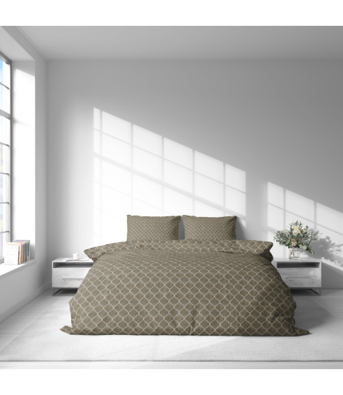 Premium Sateen Bedding Set „Morocco forest grey“. Satin bedding sets