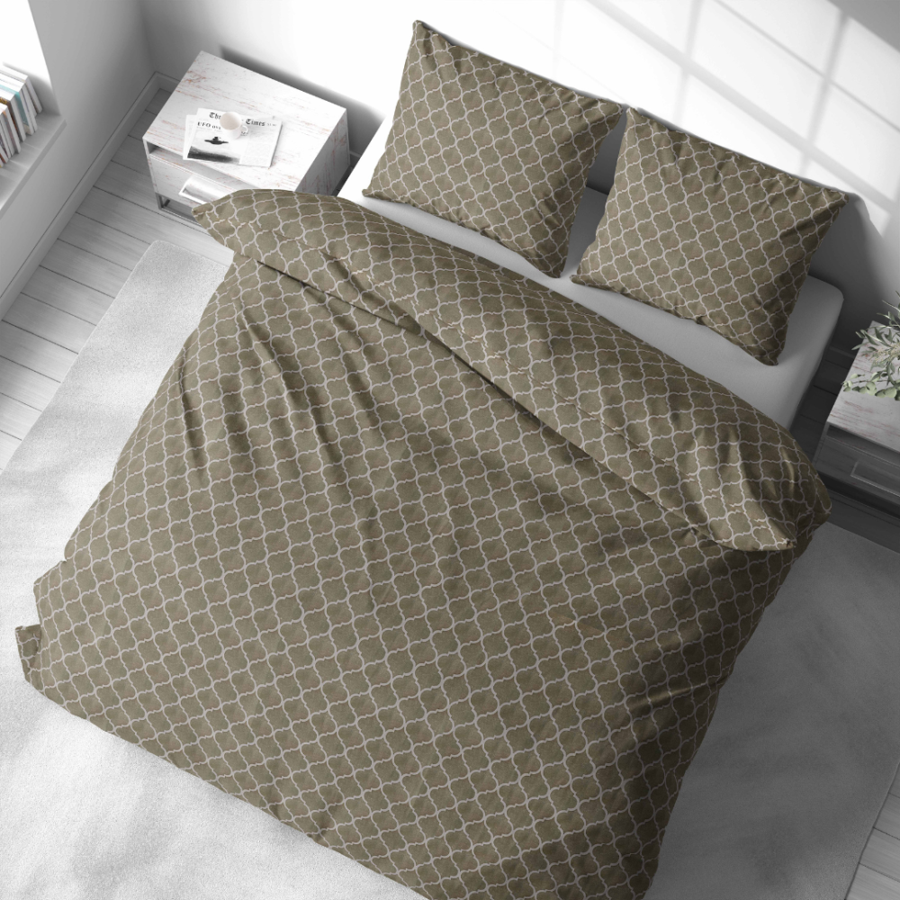 Premium Sateen Bedding Set „Morocco forest grey“. Bedding sets 135x200, 140x200 cm, 200x200 cm, 200x220 cm, 220x240 cm