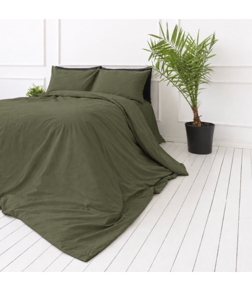 Premium Sateen Bedding Set „Moss Green sateen“. Satin bedding sets