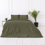 Premium Sateen Bedding Set „Moss Green sateen“. Mako cotton sateen bedding, 140x200 cm, 150x200 cm, 160x200 cm, 180x200 cm, 200x200 cm, 200x220 cm, 220x240 cm. Minimalist bedding set in a muted shade of green.