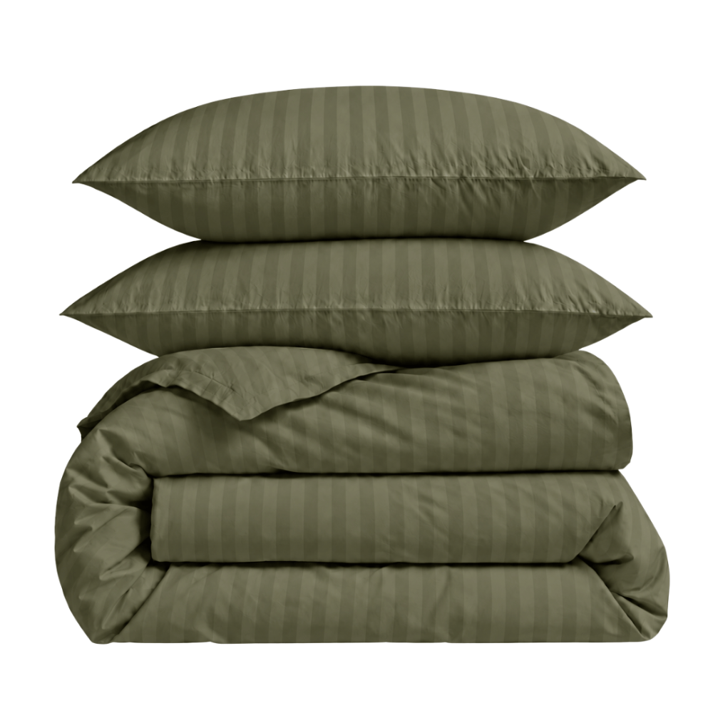 Premium Sateen Bedding Set „Moss Green Stripe Sateen“. Mako cotton sateen bedding, 140x200 cm, 150x200 cm, 160x200 cm, 180x200 cm, 200x200 cm, 200x220 cm, 220x240 cm. Olive green striped bedding set Premium Sateen Bedding Set „Moss Green Stripe Sateen“. Mako cotton sateen bedding, 140x200 cm, 150x200 cm, 160x200 cm, 180x200 cm, 200x200 cm, 200x220 cm, 220x240 cm. Olive green striped bedding set