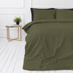 Premium Sateen Bedding Set „Moss Green Stripe Sateen“. Mako cotton sateen bedding, 140x200 cm, 150x200 cm, 160x200 cm, 180x200 cm, 200x200 cm, 200x220 cm, 220x240 cm. Dark olive striped bedding set for modern interiors Premium Sateen Bedding Set „Moss Green Stripe Sateen“. Mako cotton sateen bedding, 140x200 cm, 150x200 cm, 160x200 cm, 180x200 cm, 200x200 cm, 200x220 cm, 220x240 cm. Dark olive striped bedding set for modern interiors