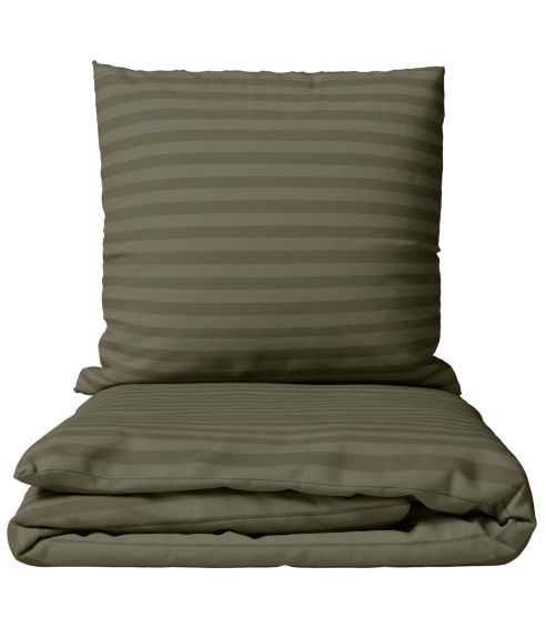 Premium Sateen Bedding Set „Moss Green Stripe Satin“. Satin bedding sets