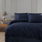 Premium Sateen Bedding Set „Navy Blue“. Bedding sets 135x200, 140x200 cm, 200x200 cm, 200x220 cm. Elegant navy blue bedding set, offering a sophisticated and serene touch to your bedroom decor.