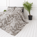 Premium Sateen Bedding Set „Painting Sand“. Bedding sets 150x200, 140x200 cm, 150x200 cm, 160x200 cm, 180x200 cm, 200x200 cm, 200x220 cm, 220x240 cm. Cream and brown bedding set with an elegant leaf pattern. Premium Sateen Bedding Set „Painting Sand“. Bedding sets 150x200, 140x200 cm, 150x200 cm, 160x200 cm, 180x200 cm, 200x200 cm, 200x220 cm, 220x240 cm. Cream and brown bedding set with an elegant leaf pattern.