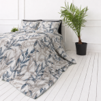 Premium Sateen Bedding Set „Painting“. Bedding sets 150x200, 140x200 cm, 150x200 cm, 160x200 cm, 180x200 cm, 200x200 cm, 200x220 cm, 220x240 cm. White bedding with a subtle blue and sand botanical pattern Premium Sateen Bedding Set „Painting“. Bedding sets 150x200, 140x200 cm, 150x200 cm, 160x200 cm, 180x200 cm, 200x200 cm, 200x220 cm, 220x240 cm. White bedding with a subtle blue and sand botanical pattern