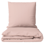Premium Sateen Bedding Set „Peachy Stripe Satin“. Bedding sets 135x200, 140x200 cm, 200x200 cm. Peach-colored bedding set with subtle vertical stripes.