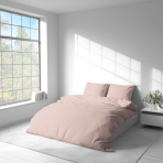 Premium Sateen Bedding Set „Peachy Stripe Satin“. Bedding sets 135x200, 140x200 cm, 200x200 cm. Bedding design with soft peach-toned stripes.