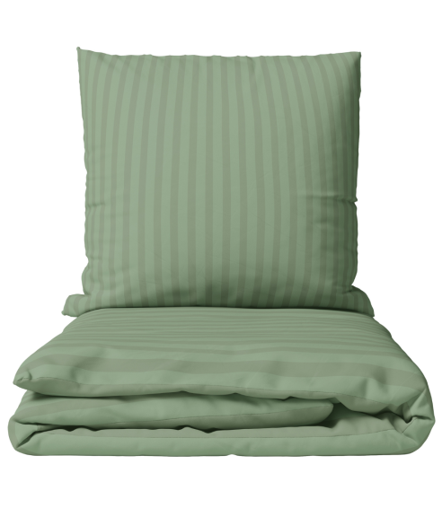 Premium Sateen Bedding Set „Pistachio Stripe Sateen“. Satin bedding sets