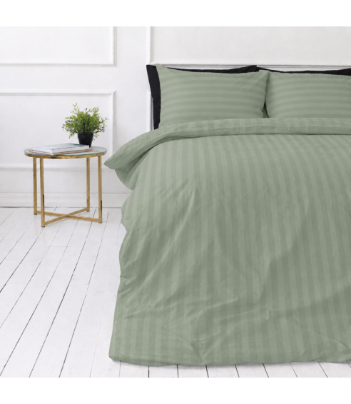 Premium Sateen Bedding Set „Pistachio Stripe Sateen“. Satin bedding sets