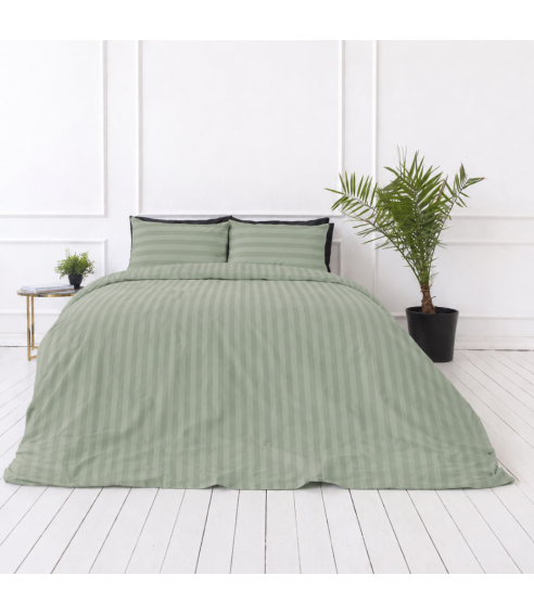 Premium Sateen Bedding Set „Pistachio Stripe Sateen“. Satin bedding sets