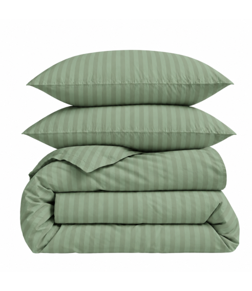 Premium Sateen Bedding Set „Pistachio Stripe Sateen“. Satin bedding sets