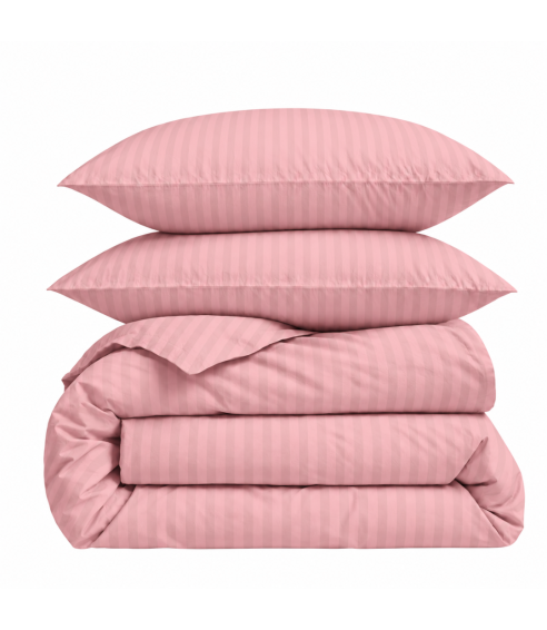 Premium Sateen Bedding Set „Seashell Pink Stripe Sateen“. Satin bedding sets