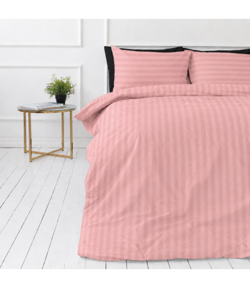 Premium Sateen Bedding Set „Seashell Pink Stripe Sateen“. Satin bedding sets