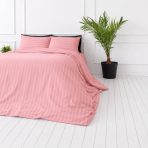 Premium Sateen Bedding Set „Seashell Pink Stripe Sateen“. Mako cotton sateen bedding, 140x200 cm, 150x200 cm, 160x200 cm, 180x200 cm, 200x200 cm, 200x220 cm, 220x240 cm. Coral pink bedding with delicate satin stripes Premium Sateen Bedding Set „Seashell Pink Stripe Sateen“. Mako cotton sateen bedding, 140x200 cm, 150x200 cm, 160x200 cm, 180x200 cm, 200x200 cm, 200x220 cm, 220x240 cm. Coral pink bedding with delicate satin stripes