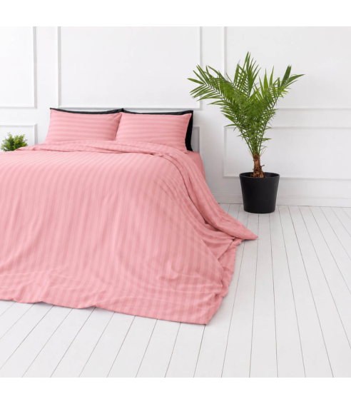Premium Sateen Bedding Set „Seashell Pink Stripe Sateen“. Satin bedding sets