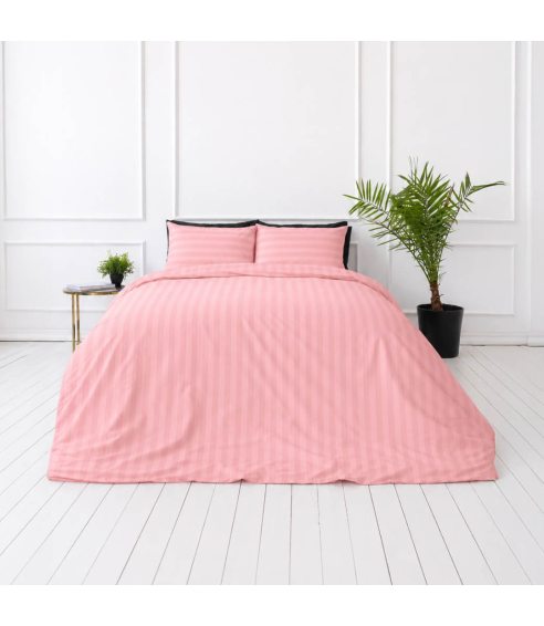 Premium Sateen Bedding Set „Seashell Pink Stripe Sateen“. Satin bedding sets