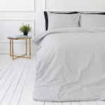 Premium Sateen Bedding Set „Silvara“. Bedding sets 150x200, 140x200 cm, 150x200 cm, 160x200 cm, 180x200 cm, 200x200 cm, 200x220 cm, 220x240 cm. Soft grey modern bedding set without pattern