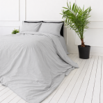 Premium Sateen Bedding Set „Silvara“. Bedding sets 150x200, 140x200 cm, 150x200 cm, 160x200 cm, 180x200 cm, 200x200 cm, 200x220 cm, 220x240 cm. Elegant grey solid bedding design
