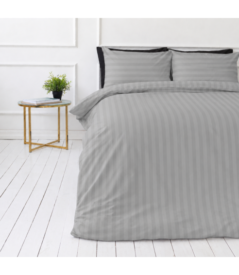 Premium Sateen Bedding Set „Silver Stripe Sateen“. Satin bedding sets