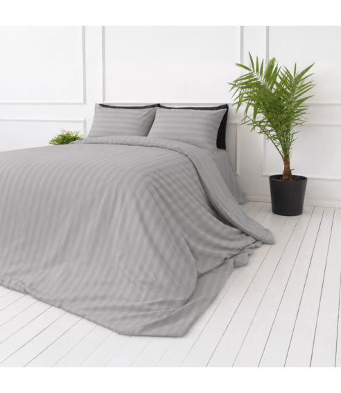 Premium Sateen Bedding Set „Silver Stripe Sateen“. Satin bedding sets