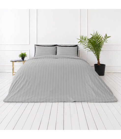 Premium Sateen Bedding Set „Silver Stripe Sateen“. Satin bedding sets