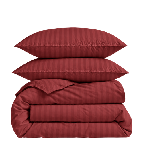 Premium Sateen Bedding Set „Sun-dried Tomato Stripe Sateen“. Satin bedding sets