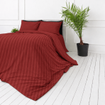 Premium Sateen Bedding Set „Sun-dried Tomato Stripe Sateen“. Mako cotton sateen bedding, 140x200 cm, 150x200 cm, 160x200 cm, 180x200 cm, 200x200 cm, 200x220 cm, 220x240 cm. Burgundy duvet cover with vertical stripes. Premium Sateen Bedding Set „Sun-dried Tomato Stripe Sateen“. Mako cotton sateen bedding, 140x200 cm, 150x200 cm, 160x200 cm, 180x200 cm, 200x200 cm, 200x220 cm, 220x240 cm. Burgundy duvet cover with vertical stripes.