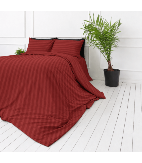 Premium Sateen Bedding Set „Sun-dried Tomato Stripe Sateen“. Satin bedding sets