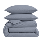Premium Sateen Bedding Set „Tradewinds sateen“. Mako cotton sateen bedding, 140x200 cm, 150x200 cm, 160x200 cm, 180x200 cm, 200x200 cm, 200x220 cm, 220x240 cm. Solid blue-grey bedding set.