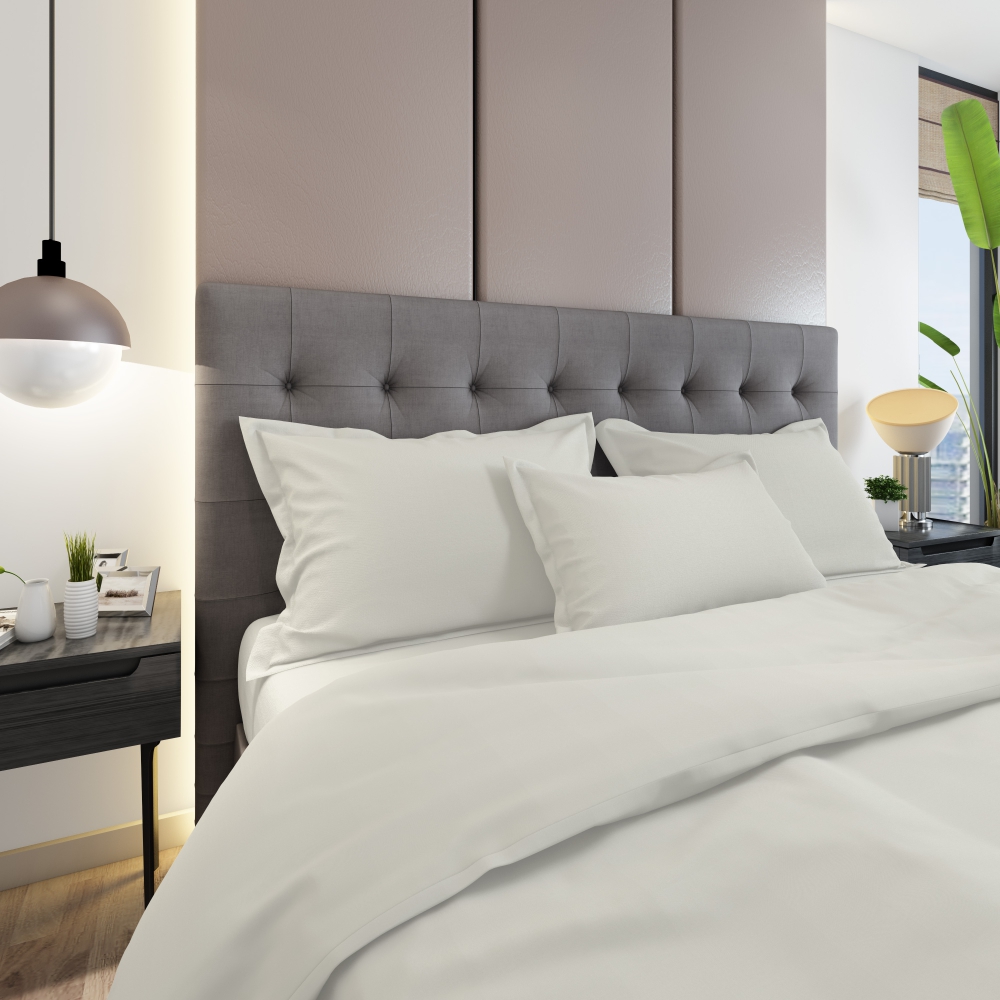 Premium Sateen Bedding Set „Vanilla“. White bedding sets, 140x200 cm, 200x200 cm