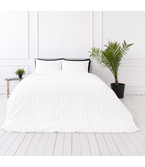 Premium Sateen Bedding Set „White Stripe Sateen“. Satin bedding sets