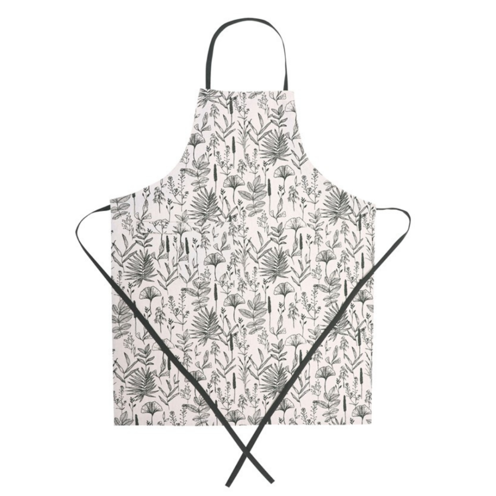 Apron „Ralph apron“. Aprons. Light apron with a grey-green botanical plant pattern Apron „Ralph apron“. Aprons. Light apron with a grey-green botanical plant pattern