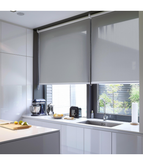 Blackout roller blind “Roll light grey blackout”. Curtains