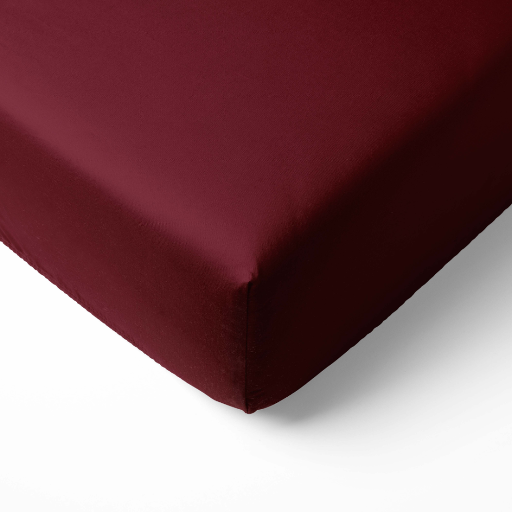Satin Bed Sheet „Maroon“, 150x220 cm, 200x220 cm, 220x240 cm. Dark red bedsheet without elastic, providing comfort and a stylish bedroom environment.