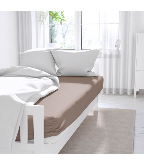 Satin fitted sheet "Dark ecru". Fittedsheets