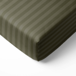 Satin fitted sheet "Moss Green Stripe Satin fitted sheet". Fitted sheets 160x200, 90x200 cm, 140x200 cm, 160x200 cm, 180x200 cm. Olive-toned fitted sheet with horizontal striping